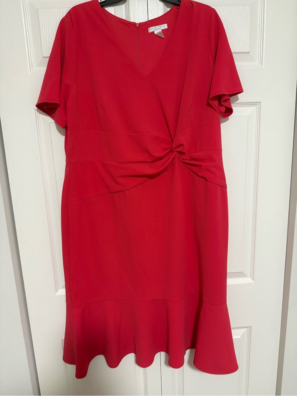 London Times Red Twist-Knot Midi Dress